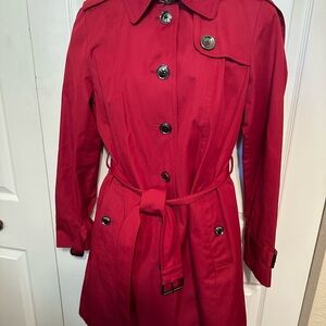Michael Kors Red Trench Coat w/ Detachable Hood - Women’s Small
